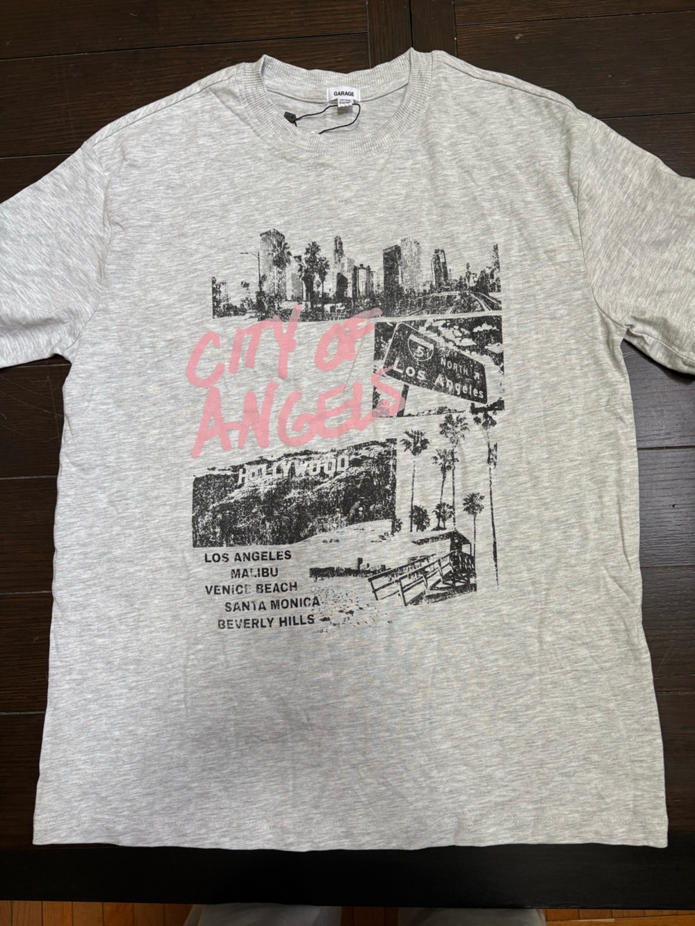 Garage Heather Gray Crewneck Tee with Black Skyline Graphic
